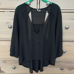 Urban Outfitters Sparkle & Fade Black Sheer Blouse with Cutouts
